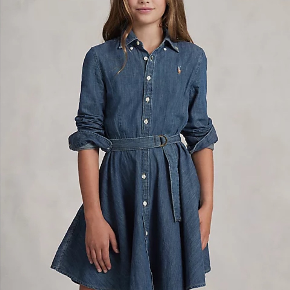 Ralph Lauren Belted Cotton Denim Shirtdress size 8
